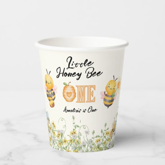 小さなハチミツが1歳に Bee One ワイルドフラワー 紙コップ (正面)