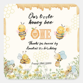 小さなハチミツが1歳に Bee One ワイルドフラワー 誕生日 スクエアシール