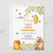 小さなハチミツの2番目の誕生日招待状 招待状 (正面)