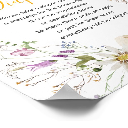 小さなハチミツバチの花の夜遅くのおむつ ポスター (角)