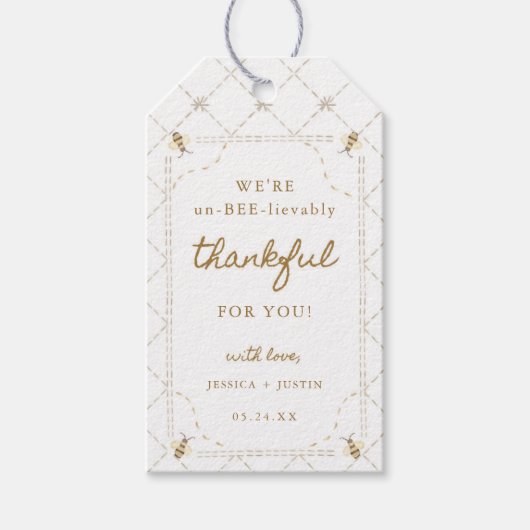 小さなハチミツバチアンビーの愛に感謝の気持ち ギフトタグ (正面)