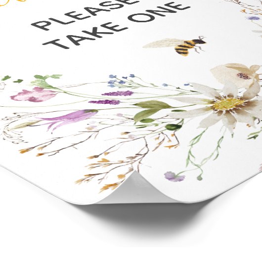 小さなハチミツバチワイルドフラワーの赤ちゃんシャワーが好き ポスター (角)