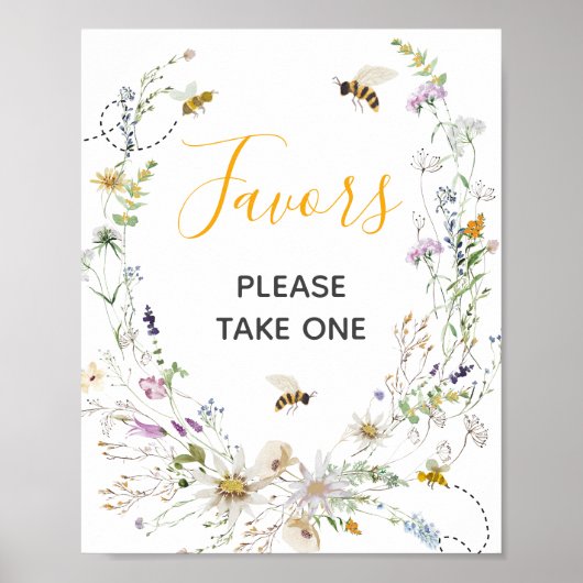 小さなハチミツバチワイルドフラワーの赤ちゃんシャワーが好き ポスター (正面)