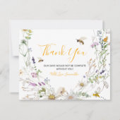 小さなハチミツバチワイルドフラワーベイビーシャワー サンキューカード (正面)