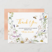 小さなハチミツバチワイルドフラワーベイビーシャワー サンキューカード (正面/裏面)