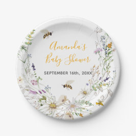 小さなハチミツバチワイルドフラワーベイビーシャワー ペーパープレート