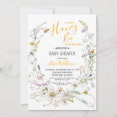 小さなハチミツバチワイルドフラワーベイビーシャワー 招待状 (正面)
