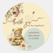 小さなハチミツベアーベビー感謝していシャワーここでミツバチ ラウンドシール (正面)