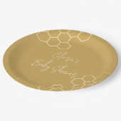 小さなハチミツミニマルゴールデンベージュの赤ちゃんシャワー ペーパープレート (アングル)