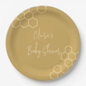 小さなハチミツミニマルゴールデンベージュの赤ちゃんシャワー ペーパープレート (正面)