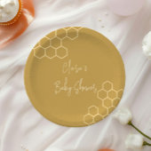 小さなハチミツミニマルゴールデンベージュの赤ちゃんシャワー ペーパープレート