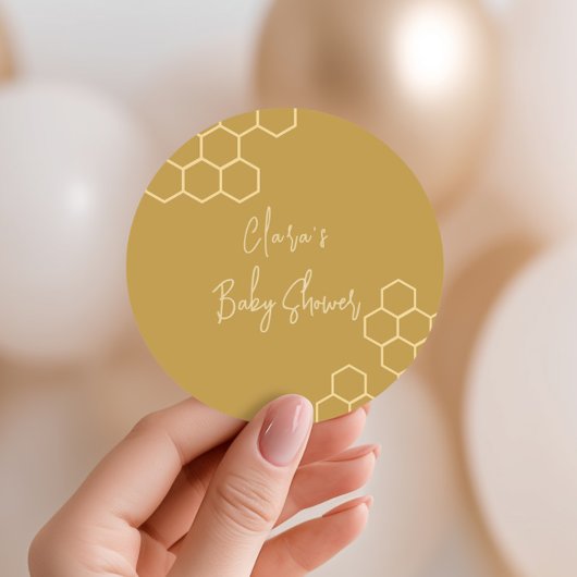 小さなハチミツミニマルゴールデンベージュの赤ちゃんシャワー ラウンドシール