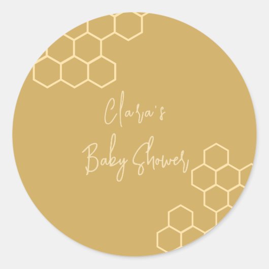 小さなハチミツミニマルゴールデンベージュの赤ちゃんシャワー ラウンドシール (正面)