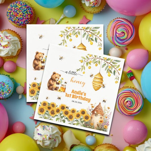 小さなハチミツ任意の年誕生日 スタンダードカクテルナプキン