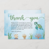 小さなハッチリングウミガメ赤ちゃんシャワーありがとう サンキューカード (正面/裏面)