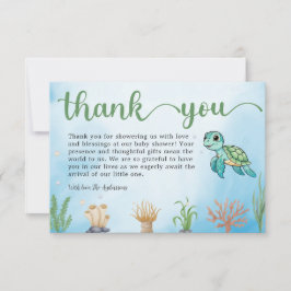 小さなハッチリングウミガメ赤ちゃんシャワーありがとう サンキューカード