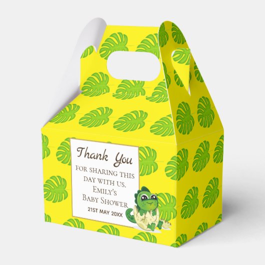 小さなハッチリング恐竜の赤ちゃんシャワーパーティー フェイバーボックス (正面サイド)