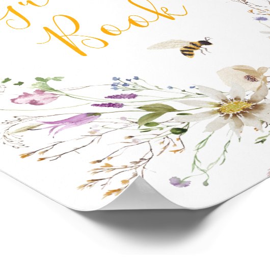 小さなハニービーワイルドフラワーベビーショーゲストブック ポスター (角)