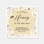 小さなハニー男女兼用ベビービー赤ちゃんシャワー スタンダードカクテルナプキン (正面)