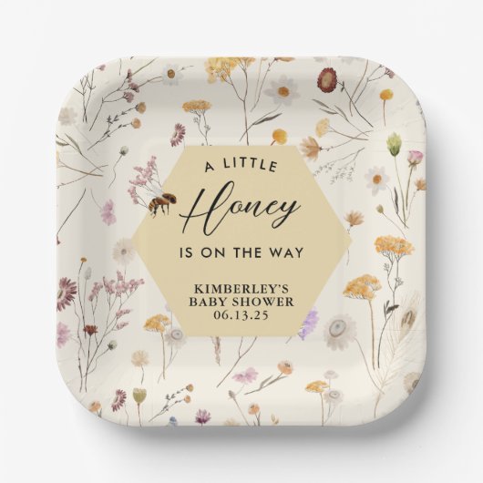小さなハニー男女兼用ベビービー赤ちゃんシャワー ペーパープレート (正面)