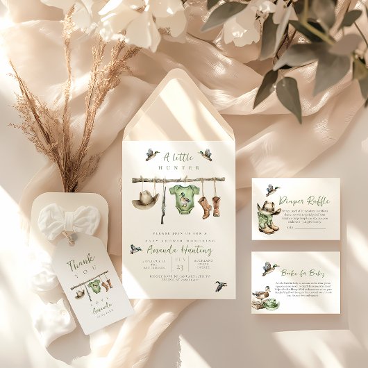 小さなハンターがやってくる！ベイビーシャワーパーティー 招待状
