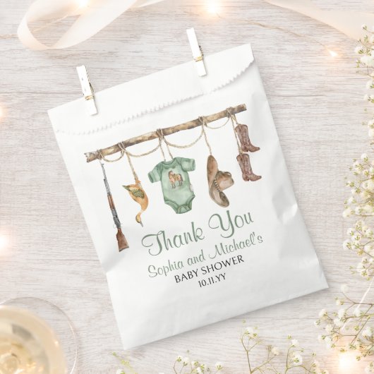 小さなハンターが赤ちゃんのシャワーを途中にある フェイバーバッグ (クリップ留めされた状態)