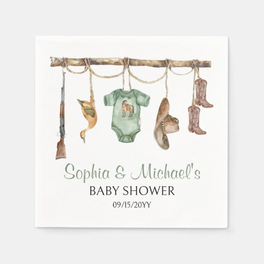 小さなハンターが赤ちゃんシャワーパーティーに行く スタンダードカクテルナプキン (正面)