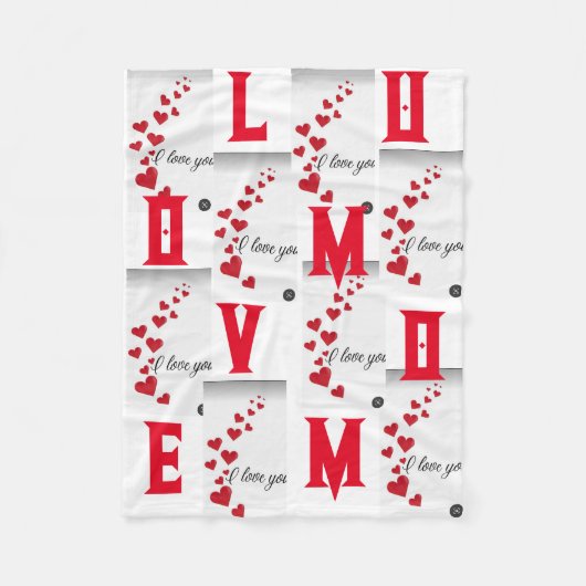 小さなハートで私はフリースブランケットでUを愛 フリースブランケット (正面)