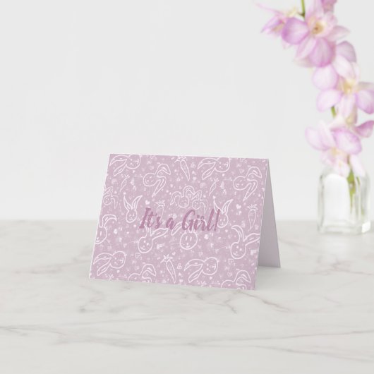 小さなハートとバニー – 透明パターン。 カード (蘭)