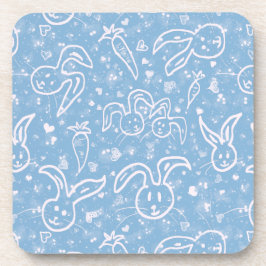 小さなハートとバニー – 透明パターン。 コースター