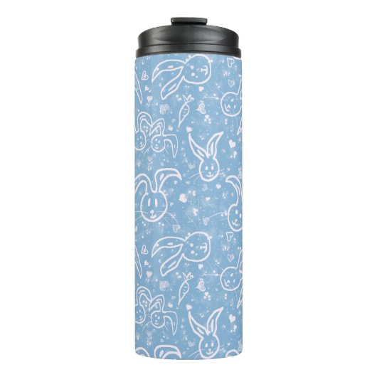 小さなハートとバニー – 透明パターン。 タンブラー (正面)