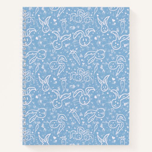 小さなハートとバニー – 透明パターン。 ノートブック (正面)