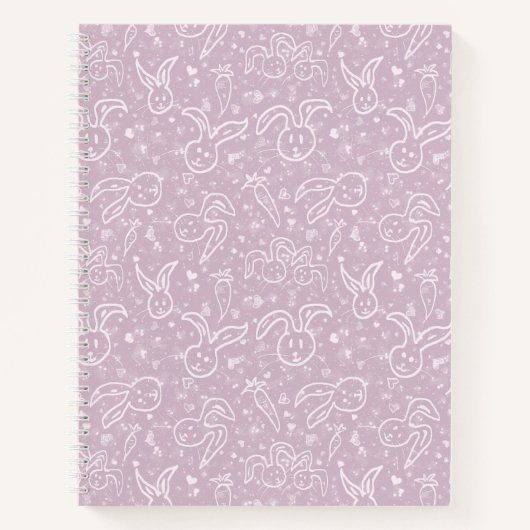 小さなハートとバニー – 透明パターン。 ノートブック (正面)