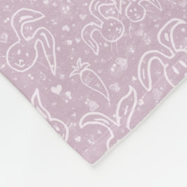 小さなハートとバニー – 透明パターン。 フリースブランケット