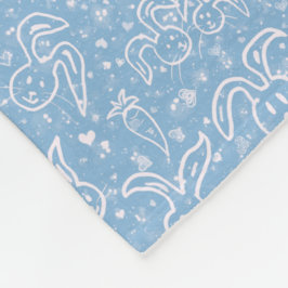 小さなハートとバニー – 透明パターン。 フリースブランケット