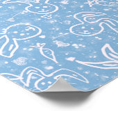 小さなハートとバニー – 透明パターン。 ポスター (角)