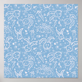 小さなハートとバニー – 透明パターン。 ポスター