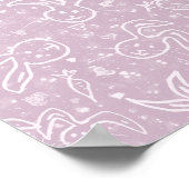 小さなハートとバニー – 透明パターン。 ポスター (角)