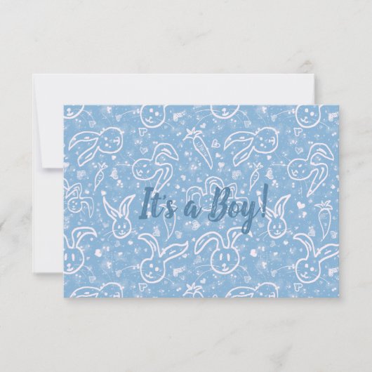 小さなハートとバニー – 透明パターン。 案内状 (正面)