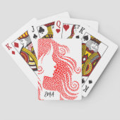 小さなハートの女性のシルエットモノグラムの トランプ (裏面)