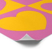 小さなハートチェスのグリッドのシームレスなパターン。可愛い小物 ポスター (角)