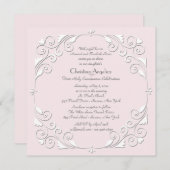 小さなハートピンク宗教招待状 招待状 (正面/裏面)
