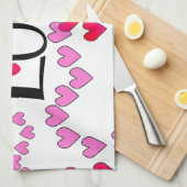 小さなハートピンク赤の愛 キッチンタオル (四つ折り)