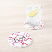 小さなハートピンク赤の愛 コースター (側面)