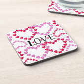 小さなハートピンク赤の愛 コースター (左側)