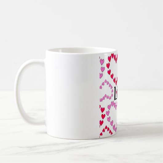 小さなハートピンク赤の愛 コーヒーマグカップ (左)