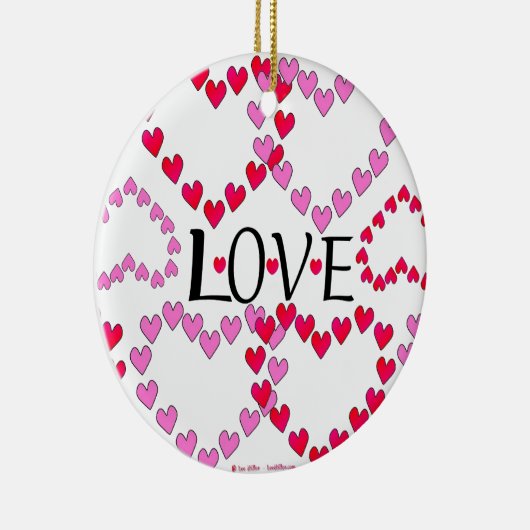 小さなハートピンク赤の愛 セラミックオーナメント (右)