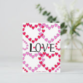 小さなハートピンク赤の愛 ポストカード (スタンド正面)