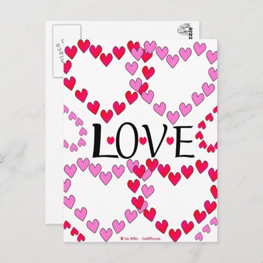 小さなハートピンク赤の愛 ポストカード (正面/裏面)