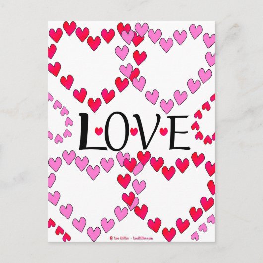 小さなハートピンク赤の愛 ポストカード (正面)